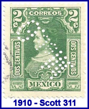 Michoacan 1910 perfin